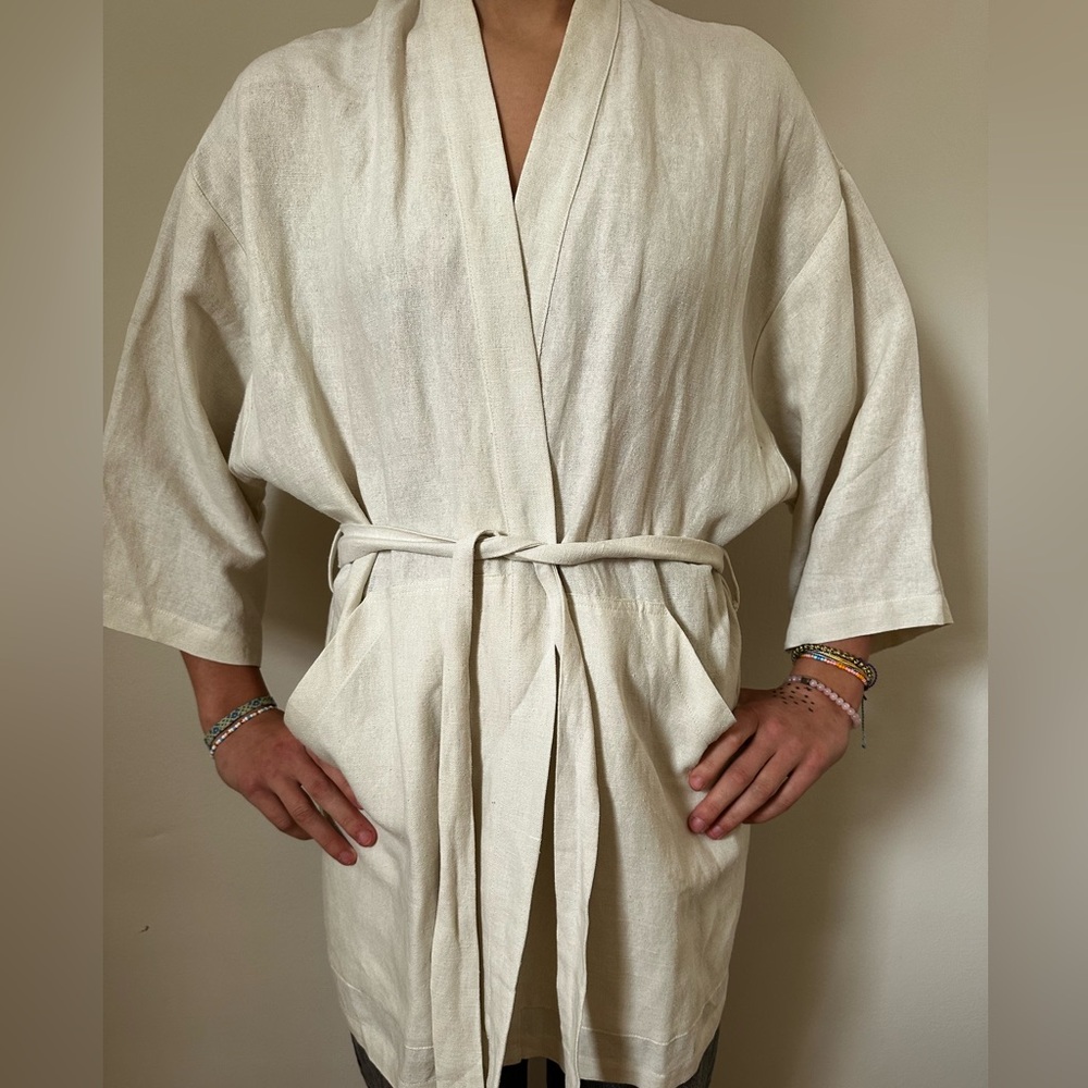 OZMA | Ozma of California - Linen Duster - Size M/L | Color: Cream/White